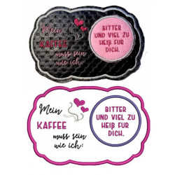 Stickdatei ITH - MugRug Girls "Kaffee bitter und viel zu heiß für Dich"